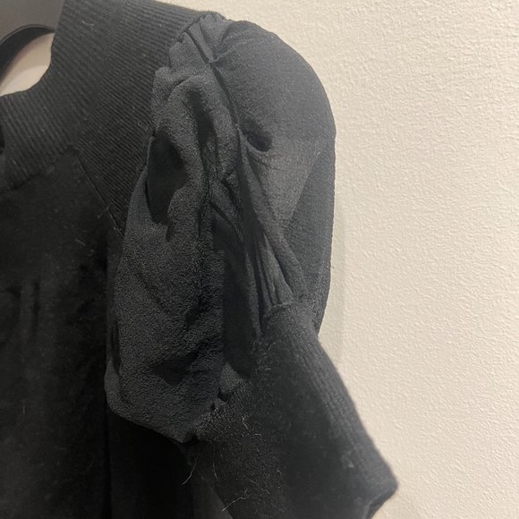 Calvin Klein Black Knit Top with Chiffon Ruffled Sleeve - Picture 6 of 6